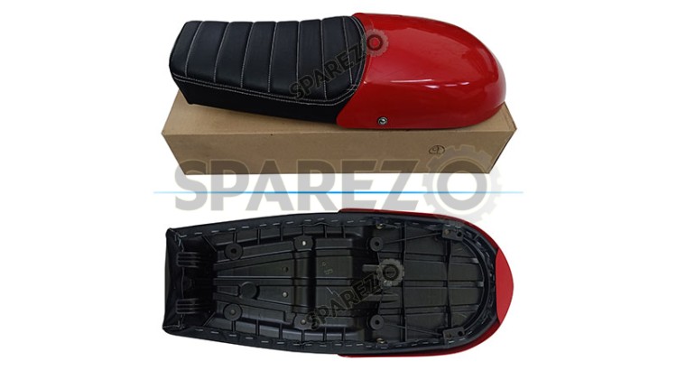 Royal Enfield GT and Interceptor 650cc Genuine Leather Dual Seat With Red Cowl D27 - SPAREZO